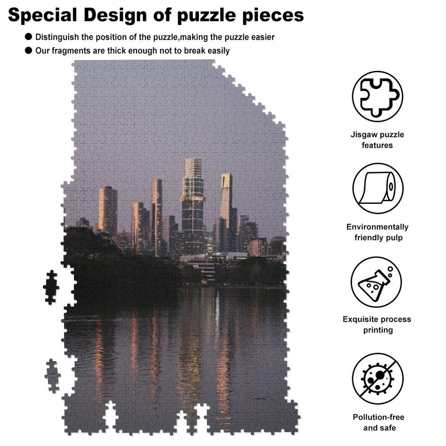 Melbourne skyscrapers at dusk - 1000-Piece Jigsaw Puzzle