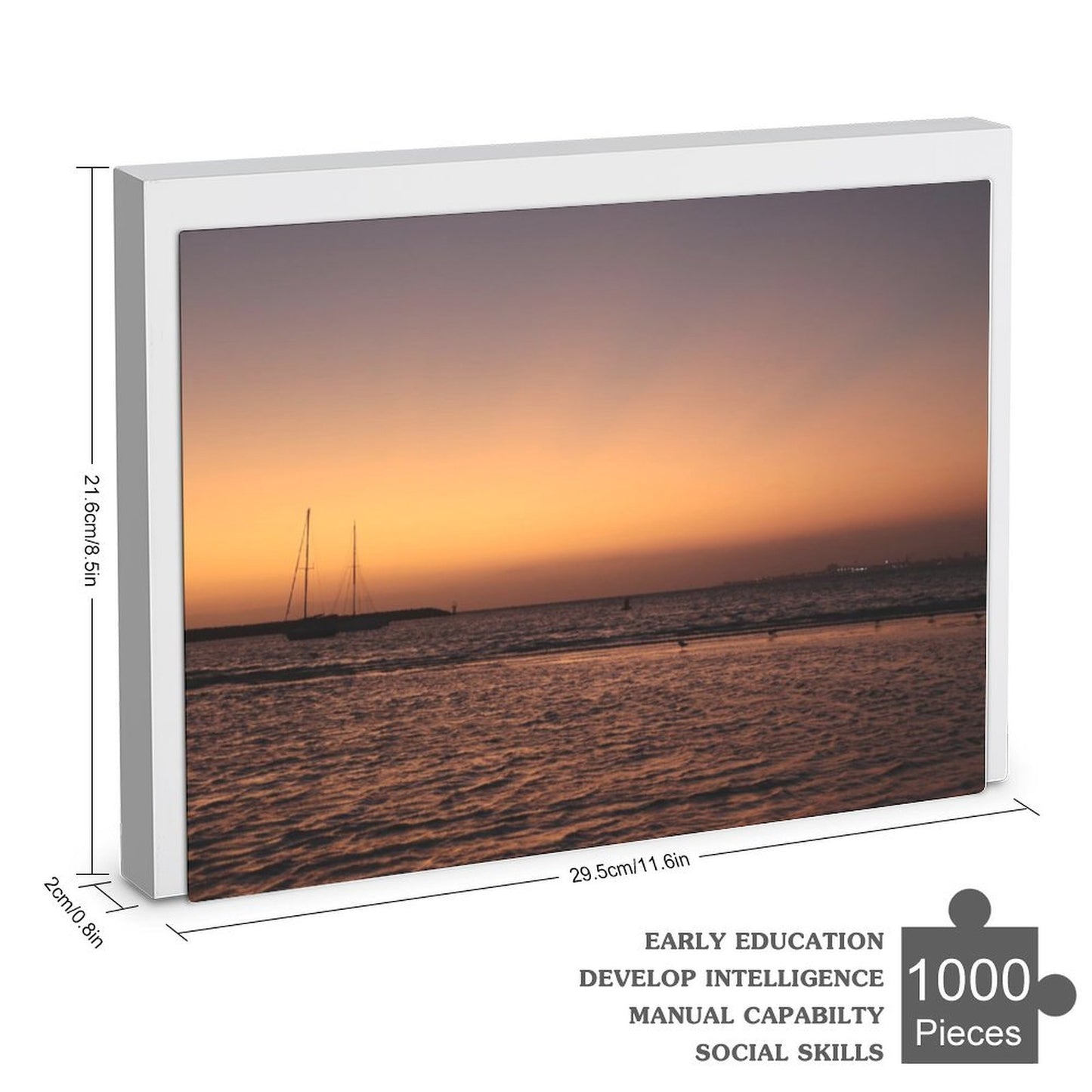 Sailboats in the sunset, Melbourne - 1000-Piece Wooden Jigsaw Puzzles (Horizontal)