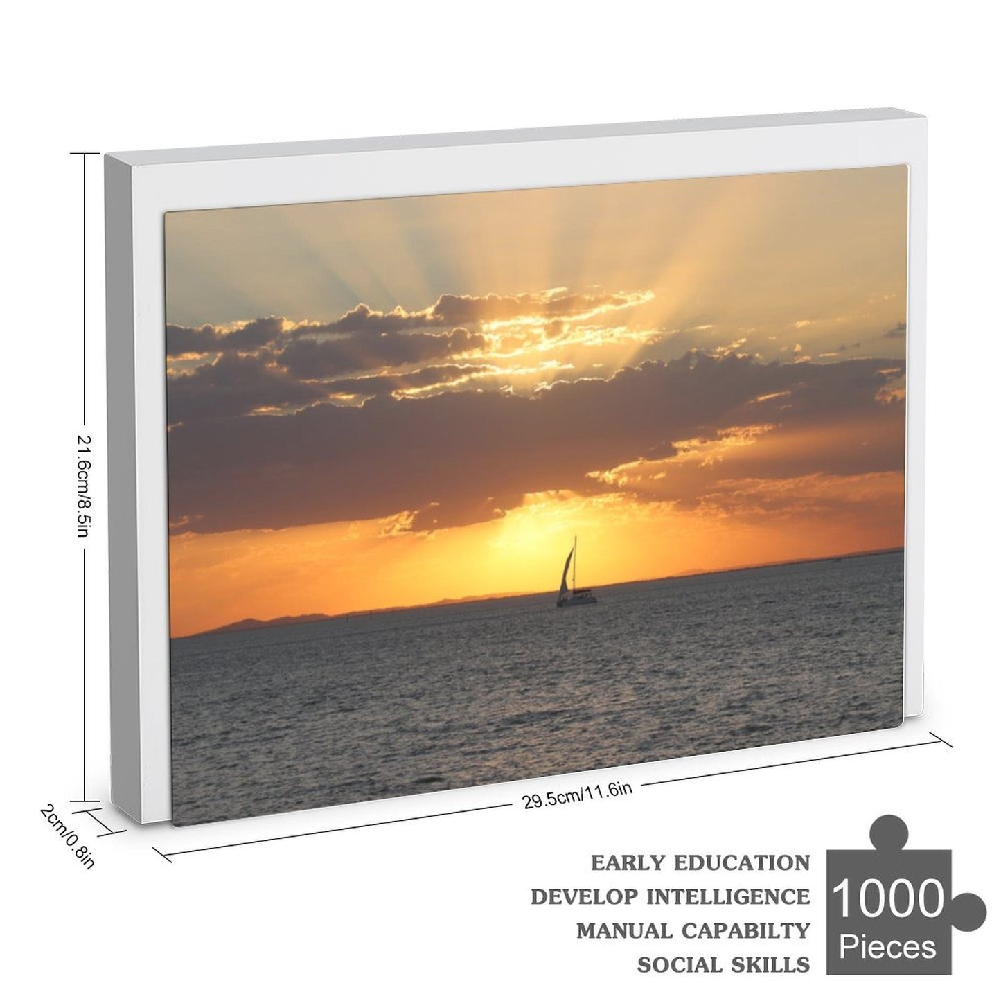 Boat sailing away into the sunset - 1000-Piece Jigsaw Puzzle