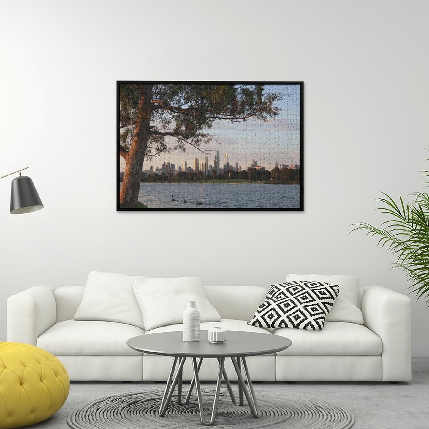 Melbourne skyline at dusk, Albert Park Lake - 1000-Piece Jigsaw Puzzle
