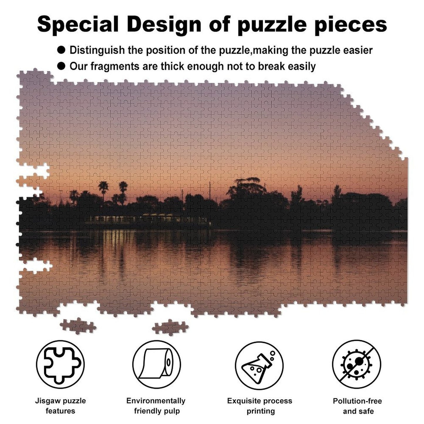 Sunset by the lake - 1000-Piece Jigsaw Puzzle