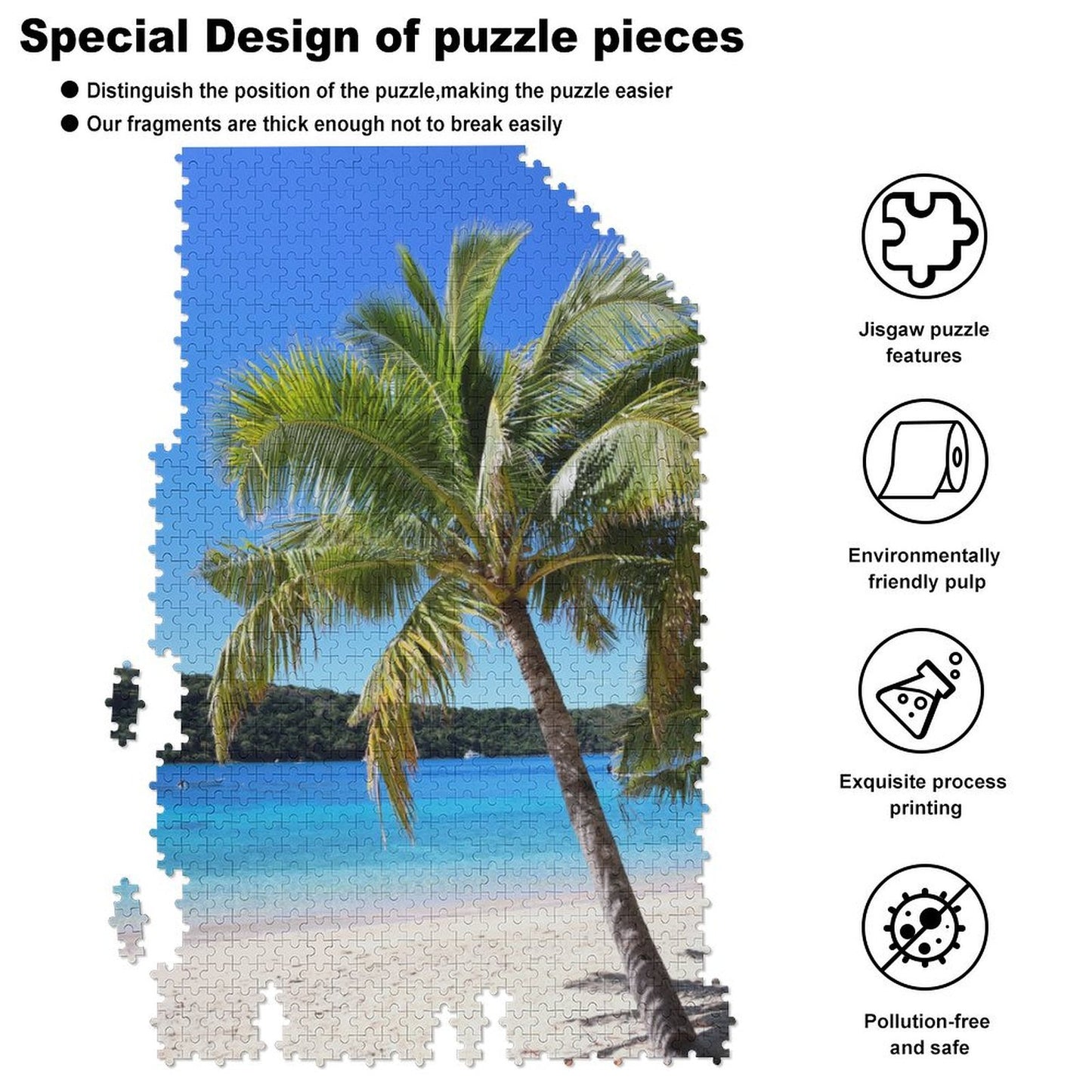 Palm tree by the water, Fiji - 1000-Piece Jigsaw Puzzle
