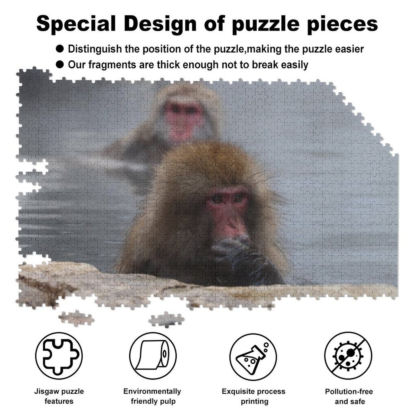 Snow monkeys in an onsen - 1000-Piece Jigsaw Puzzle
