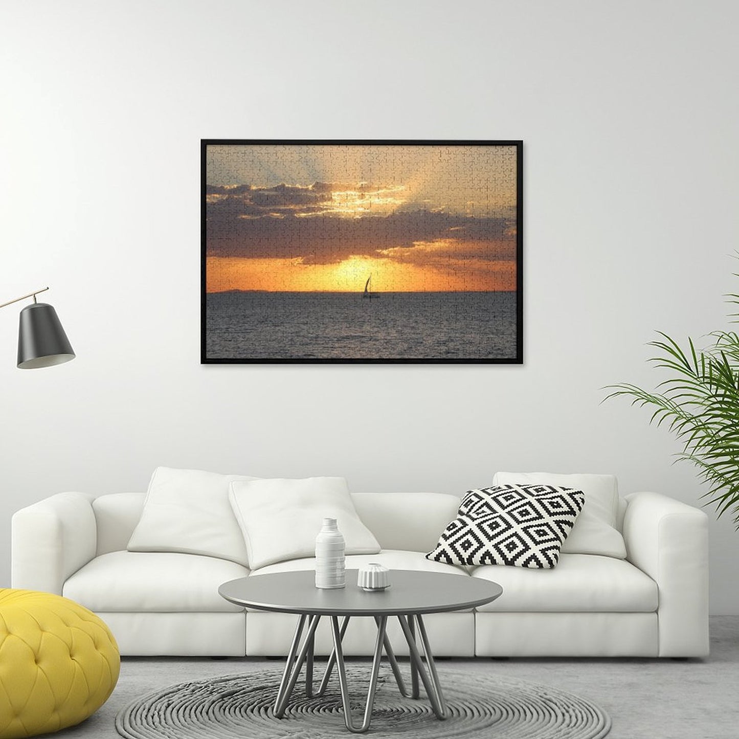 Boat sailing away into the sunset - 1000-Piece Jigsaw Puzzle