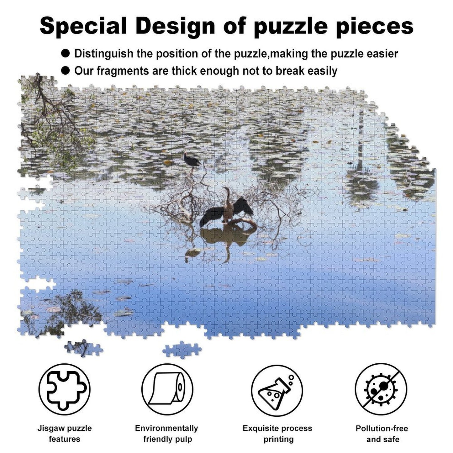 Bird in park lake - 1000-Piece Jigsaw Puzzle