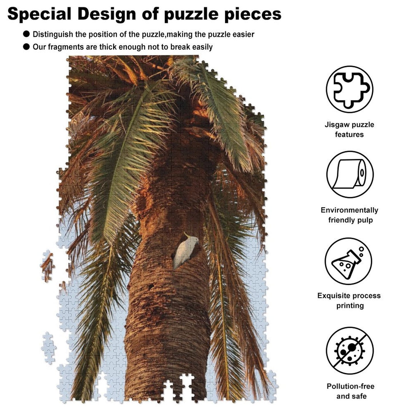 Cockatoo in palm tree - 1000-Piece Jigsaw Puzzle