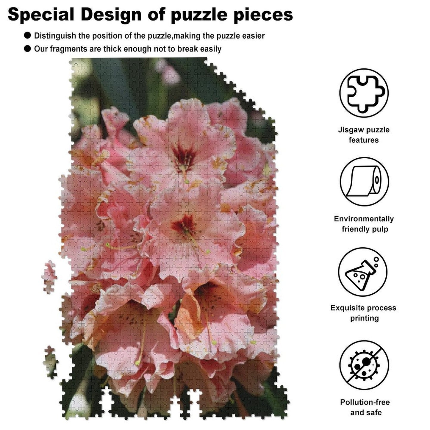 Pink ruffly rhododendrons in bloom - 1000-Piece Jigsaw Puzzle