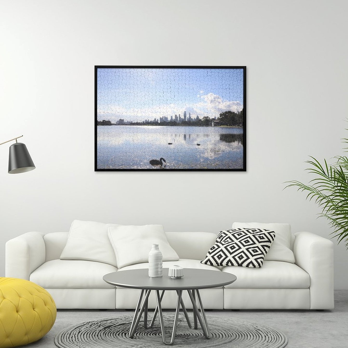 Melbourne skyline, Albert Park lake - 1000-Piece Jigsaw Puzzle