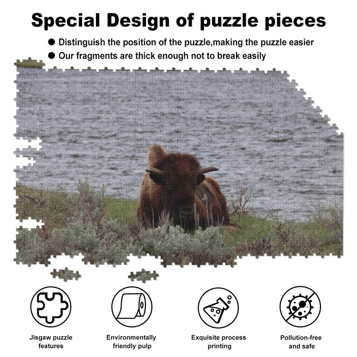 Bison by the river - 1000-Piece Jigsaw Puzzle