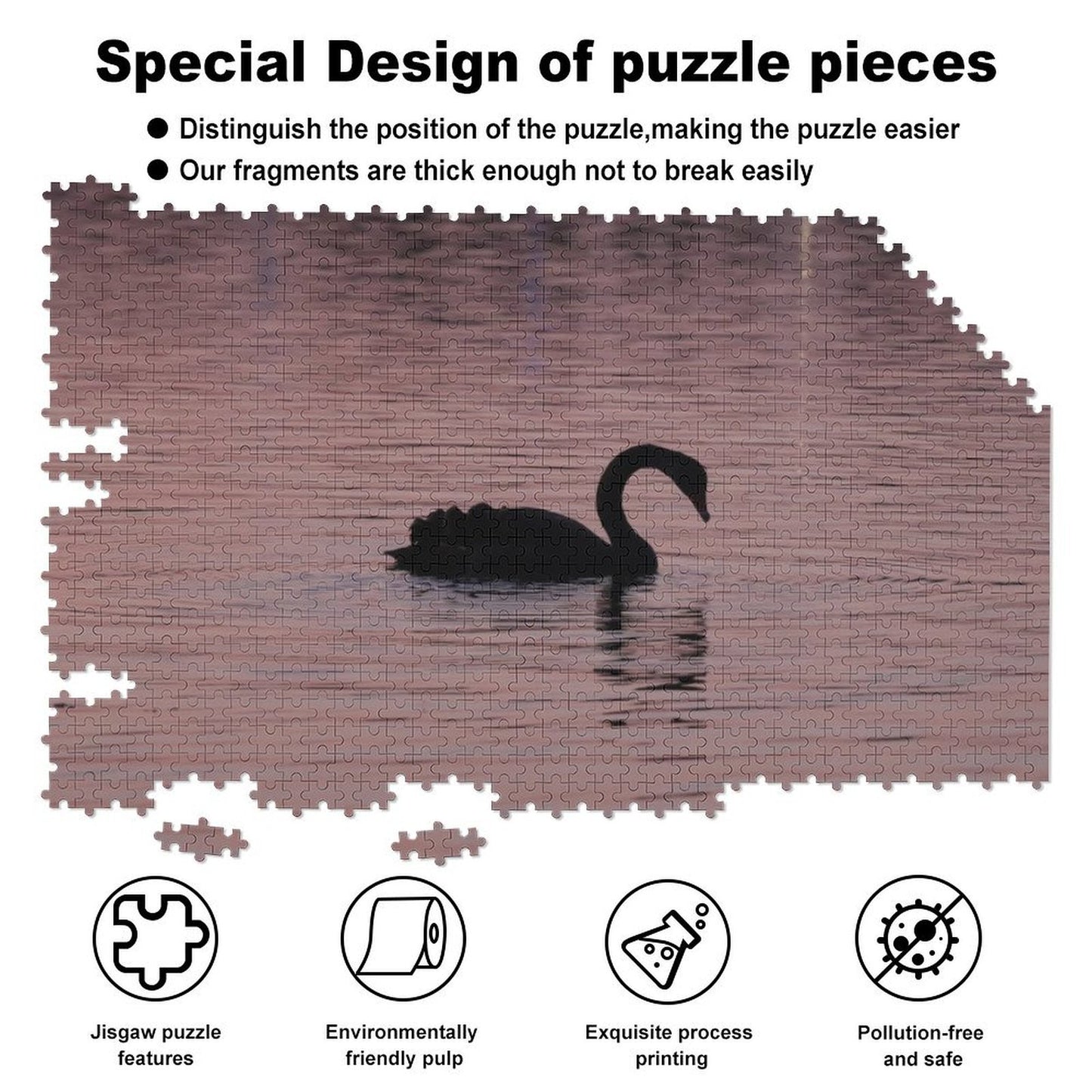 Black swan at dusk - 1000-Piece Jigsaw Puzzle