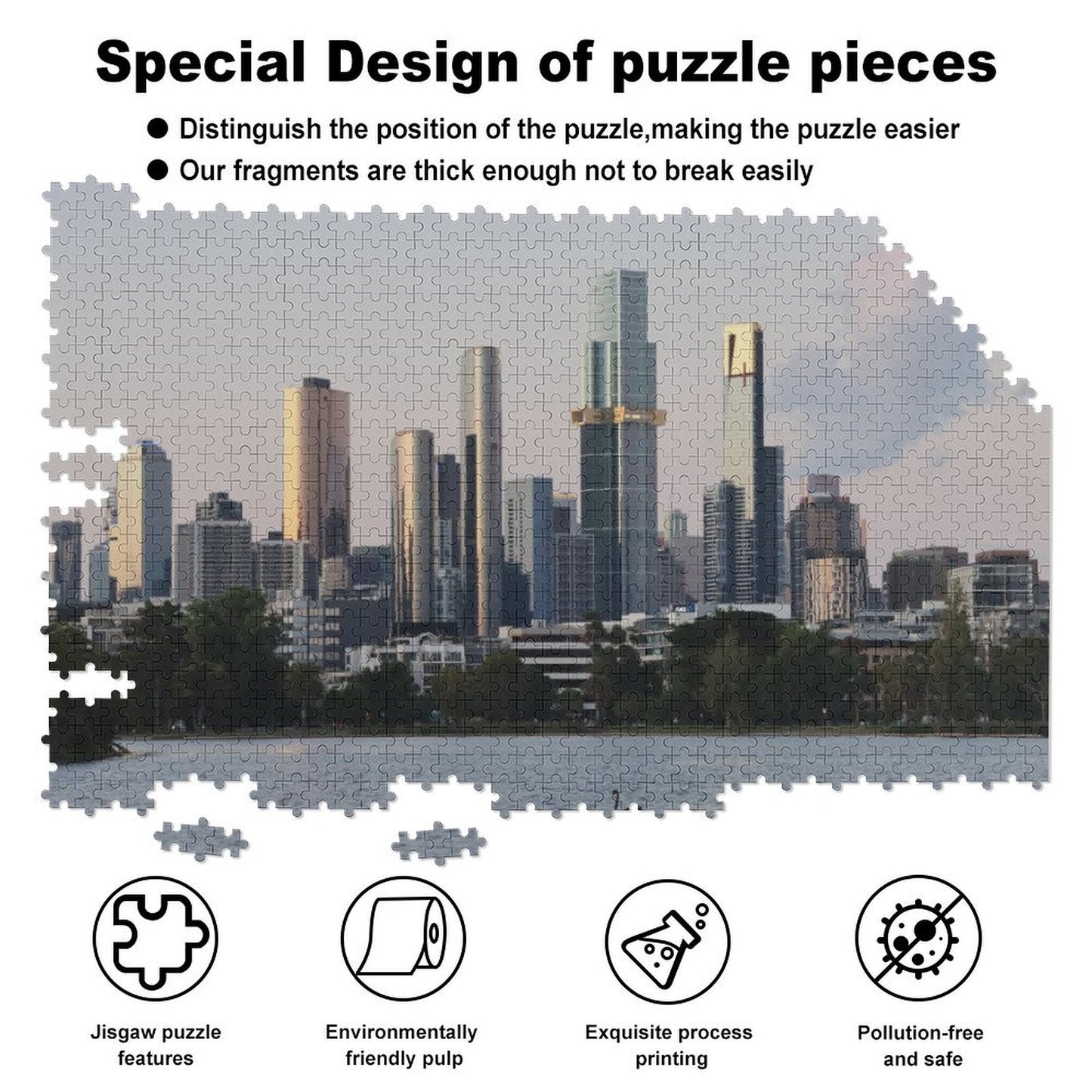 Melbourne skyscrapers by the water - 1000-Piece Jigsaw Puzzle