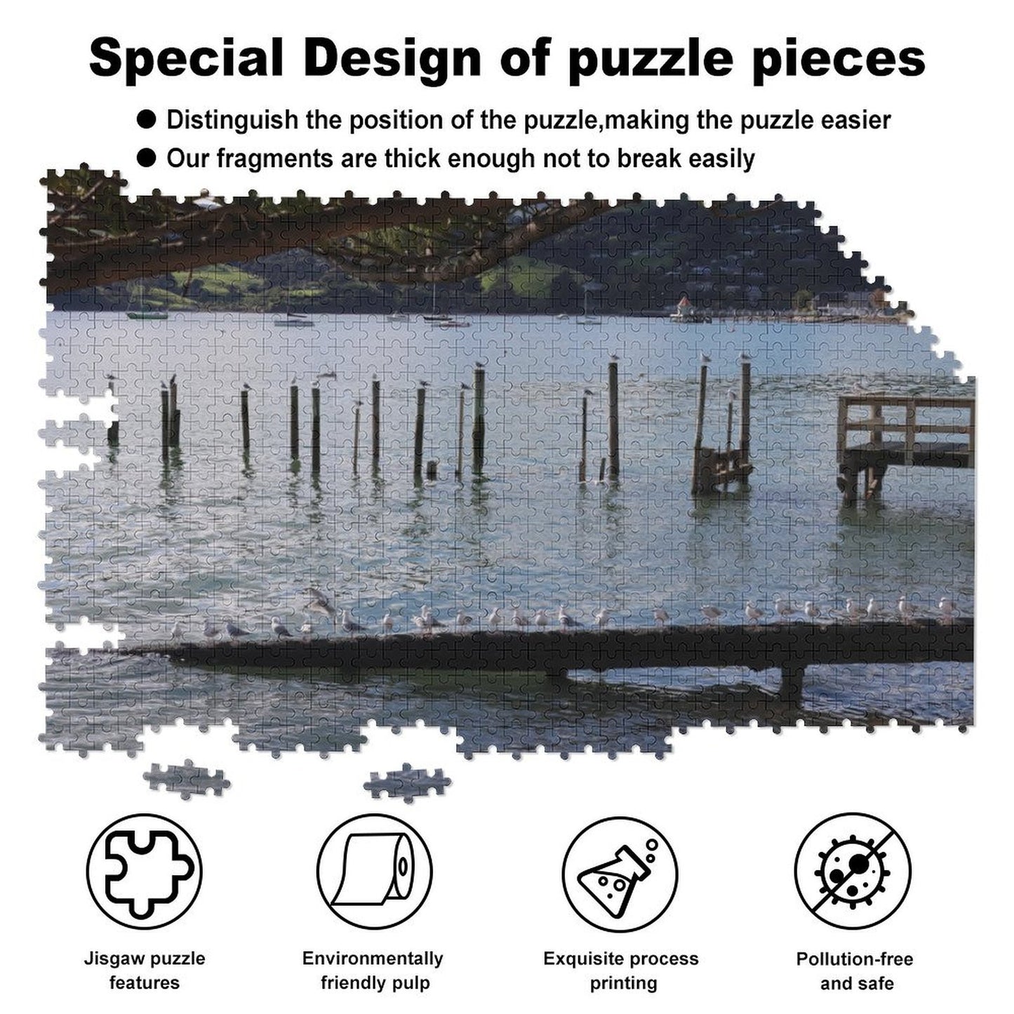 Row of seagulls, Akaroa - 1000-Piece Jigsaw Puzzle