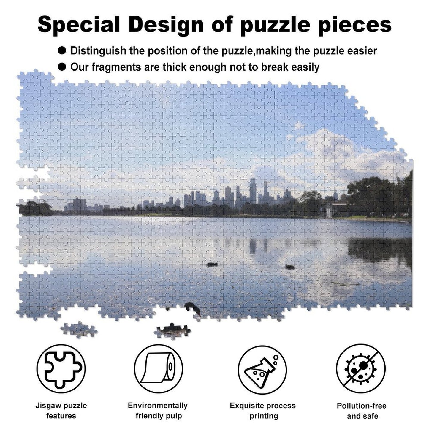 Melbourne skyline, Albert Park lake - 1000-Piece Jigsaw Puzzle