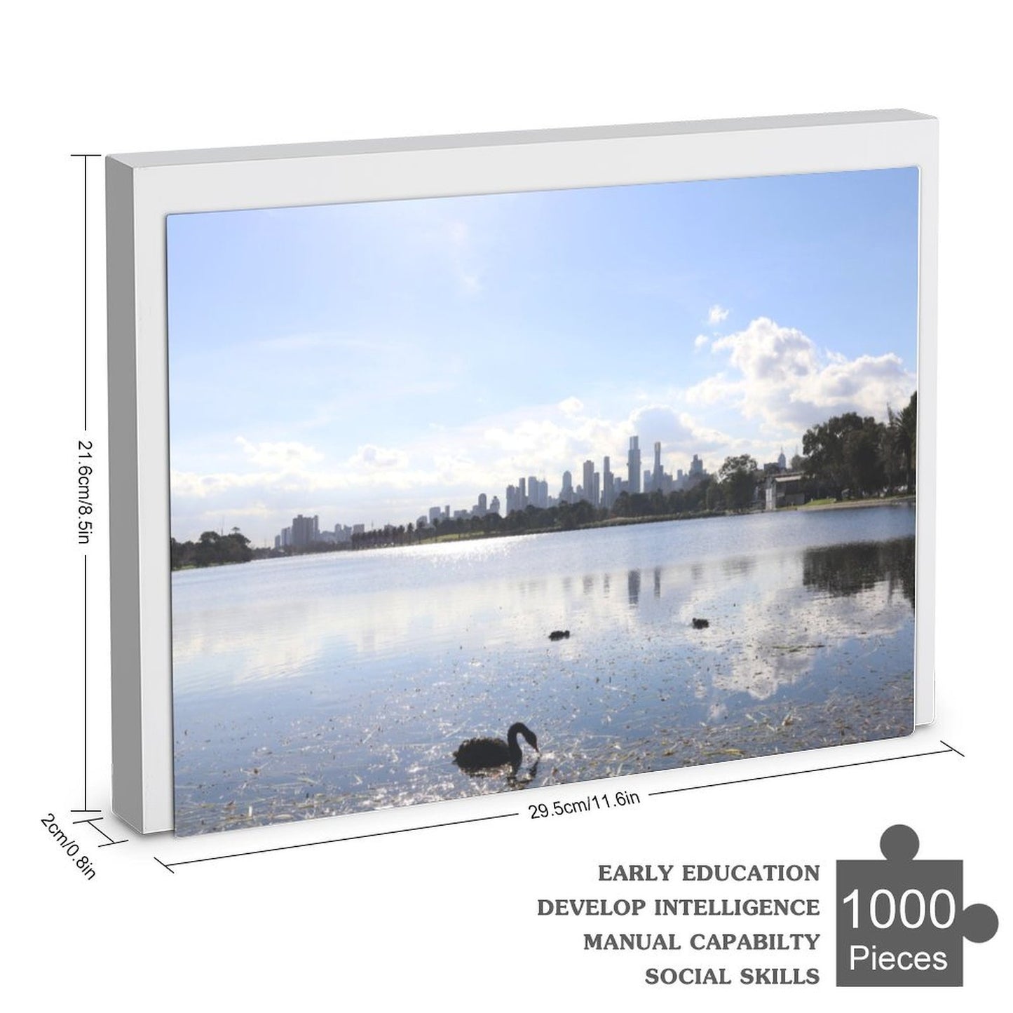 Melbourne skyline, Albert Park lake - 1000-Piece Jigsaw Puzzle