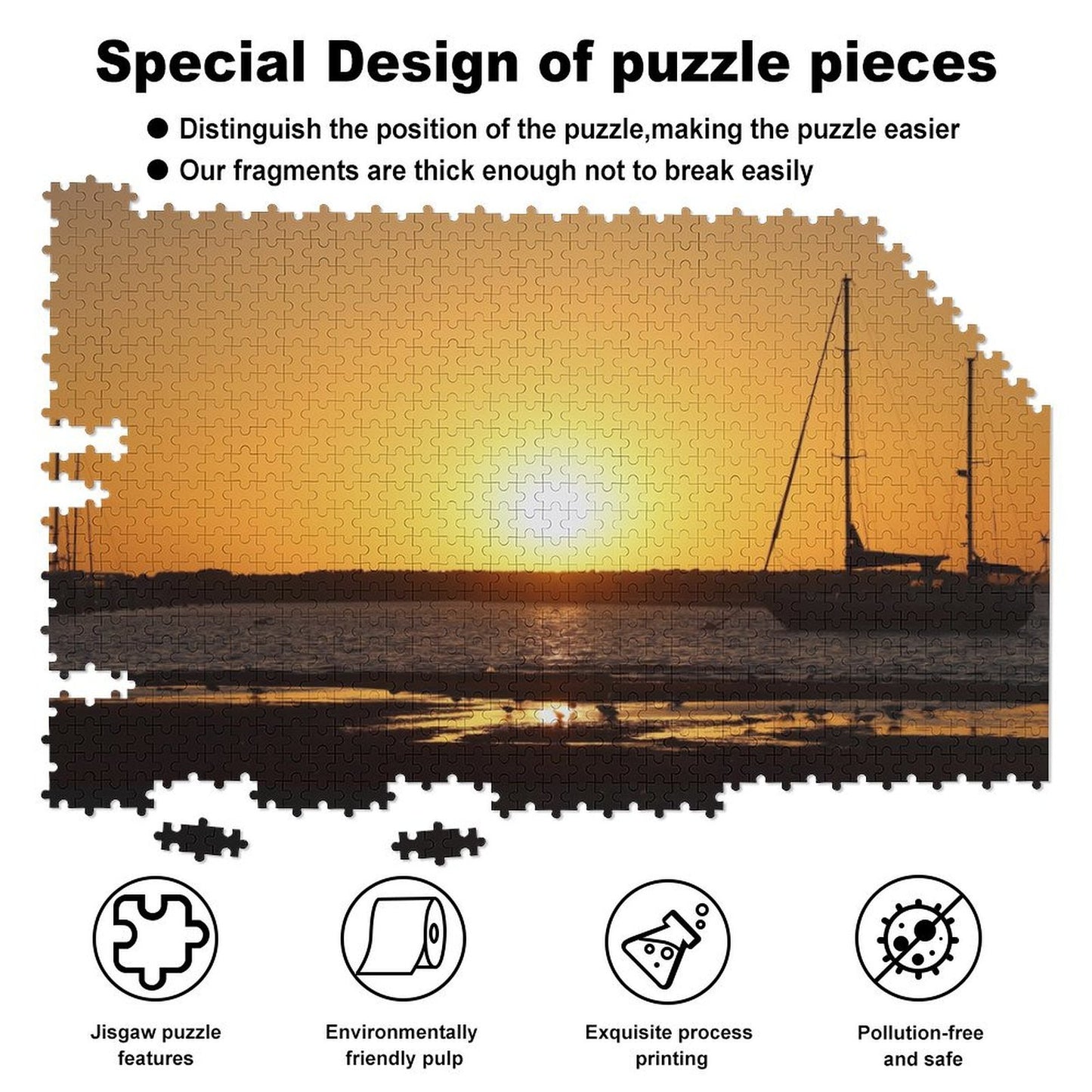 Sun setting by the marina - 1000-Piece Jigsaw Puzzle