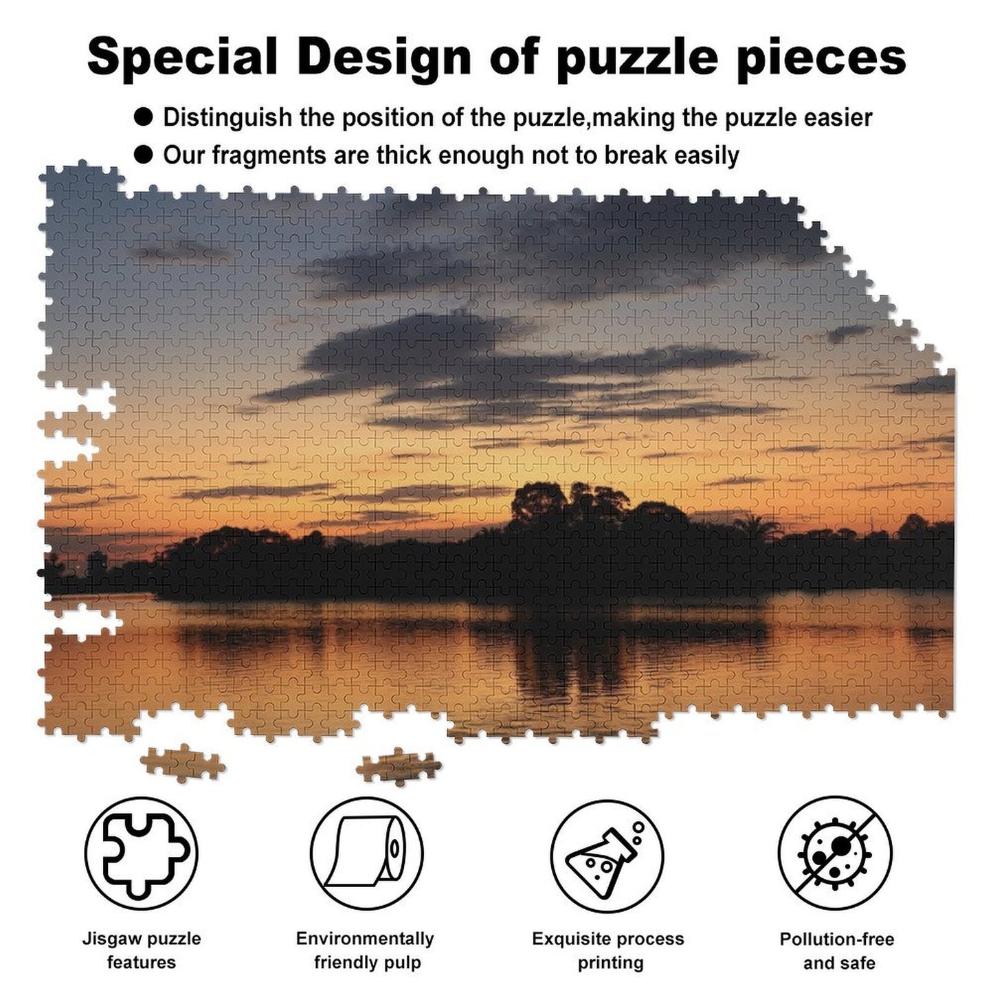 Dusk by the lake - 1000-Piece Jigsaw Puzzle