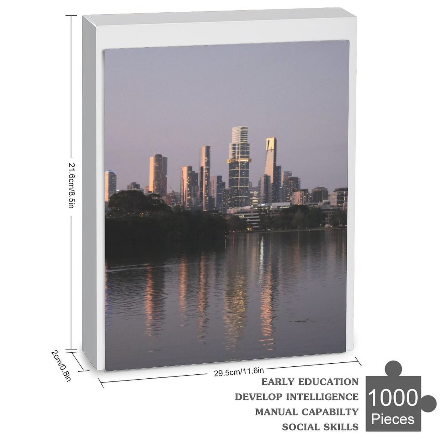 Melbourne skyscrapers at dusk - 1000-Piece Jigsaw Puzzle