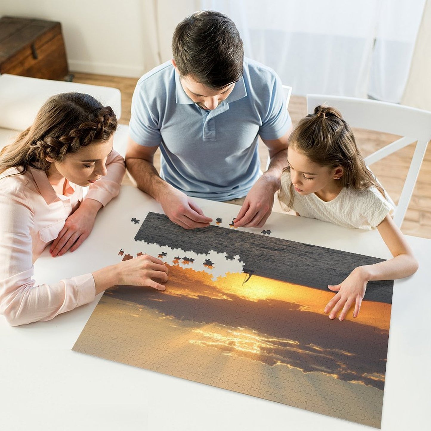 Boat sailing away into the sunset - 1000-Piece Jigsaw Puzzle